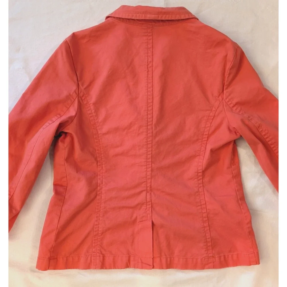 Old Navy Womens Large Coral Cotton Blazer 3/4 Sleeve 3 Button Jacket L - Picture 4 of 11